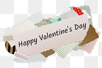 Happy Valentine's Day png word sticker, aesthetic paper collage typography, transparent background