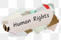 Human rights png word sticker, aesthetic paper collage typography, transparent background