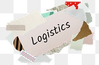 Logistics png word sticker, aesthetic paper collage typography, transparent background