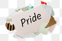 Pride png word sticker, aesthetic paper collage typography, transparent background