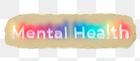 Mental health png ripped paper word sticker typography, transparent background