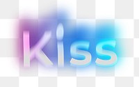 Kiss png word sticker, neon psychedelic typography, transparent background