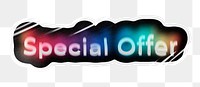 Special offer png word sticker, neon psychedelic typography, transparent background