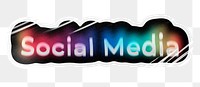 Social media png word sticker, neon psychedelic typography, transparent background