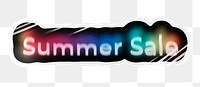 Summer sale png word sticker, neon psychedelic typography, transparent background