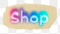 Shop png ripped paper word sticker typography, transparent background