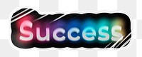 Success png word sticker, neon psychedelic typography, transparent background