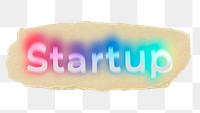 Startup png ripped paper word sticker typography, transparent background