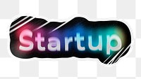 Startup png word sticker, neon psychedelic typography, transparent background