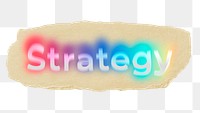 Strategy png ripped paper word sticker typography, transparent background