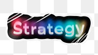 Strategy png word sticker, neon psychedelic typography, transparent background