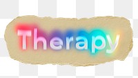 Therapy png ripped paper word sticker typography, transparent background