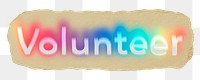 Volunteer png ripped paper word sticker typography, transparent background