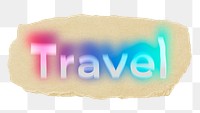 Travel png ripped paper word sticker typography, transparent background