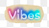 Vibes png ripped paper word sticker typography, transparent background