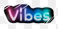 Vibes png word sticker, neon psychedelic typography, transparent background