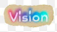 Vision png ripped paper word sticker typography, transparent background