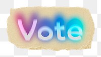 Vote png ripped paper word sticker typography, transparent background