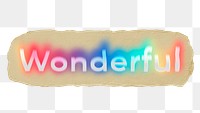 Wonderful png ripped paper word sticker typography, transparent background