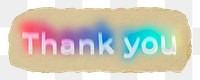 Thank you png ripped paper word sticker typography, transparent background