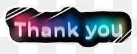 Thank you png word sticker, neon psychedelic typography, transparent background