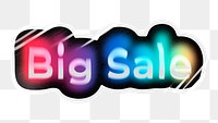 Big sale png word sticker, neon psychedelic typography, transparent background