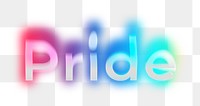 Pride png word sticker, neon psychedelic typography, transparent background