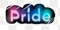 Pride png word sticker, neon psychedelic typography, transparent background