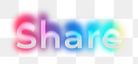 Share png word sticker, neon psychedelic typography, transparent background