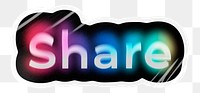 Share png word sticker, neon psychedelic typography, transparent background