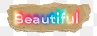 Beautiful png ripped paper word sticker typography, transparent background