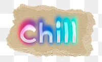 Chill png ripped paper word sticker typography, transparent background