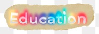 Education png ripped paper word sticker typography, transparent background