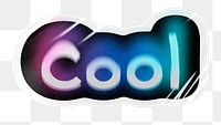 Cool png word sticker, neon psychedelic typography, transparent background