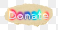 Donate png ripped paper word sticker typography, transparent background