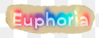 Euphoria png ripped paper word sticker typography, transparent background