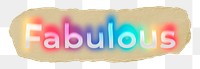 Fabulous png ripped paper word sticker typography, transparent background