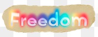 Freedom png ripped paper word sticker typography, transparent background