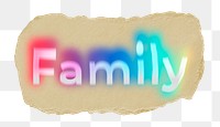 Family png ripped paper word sticker typography, transparent background