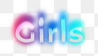 Girls png word sticker, neon psychedelic typography, transparent background