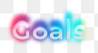 Goals png word sticker, neon psychedelic typography, transparent background