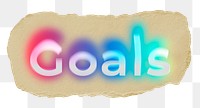 Goals png ripped paper word sticker typography, transparent background