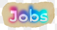 Jobs png ripped paper word sticker typography, transparent background