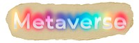 Metaverse png ripped paper word sticker typography, transparent background