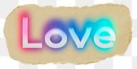 Love png ripped paper word sticker typography, transparent background