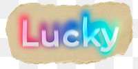 Lucky png ripped paper word sticker typography, transparent background