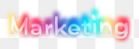 Marketing png word sticker, neon psychedelic typography, transparent background