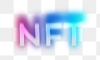 NFT png word sticker, neon psychedelic typography, transparent background