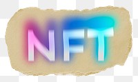 NFT png ripped paper word sticker typography, transparent background