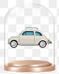 Classic car png glass dome sticker, vintage vehicle concept art, transparent background